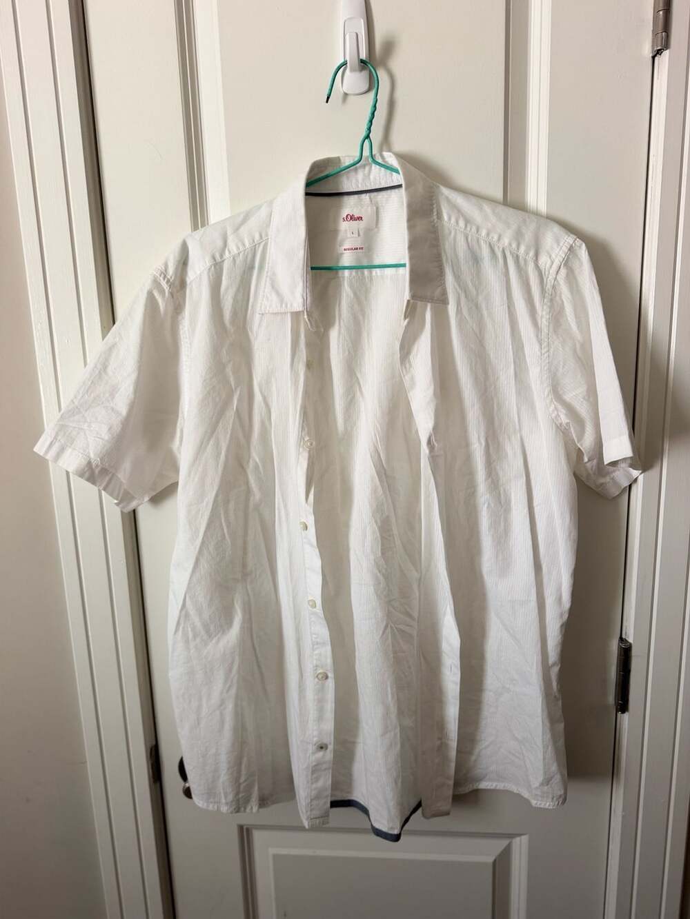 S.Oliver Short Sleeve Shirt Size L White Regular Fit